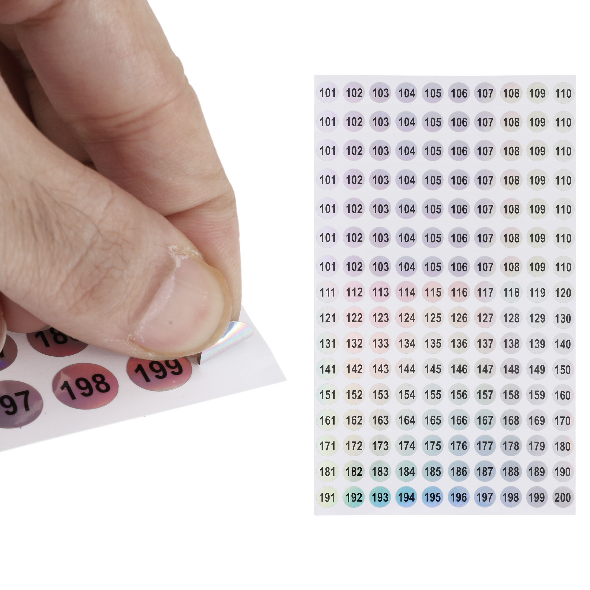 Unique Bargains Consecutive Numbers Gift Stickers 0.39"x0.39" 20Pcs Colorful (101-200)