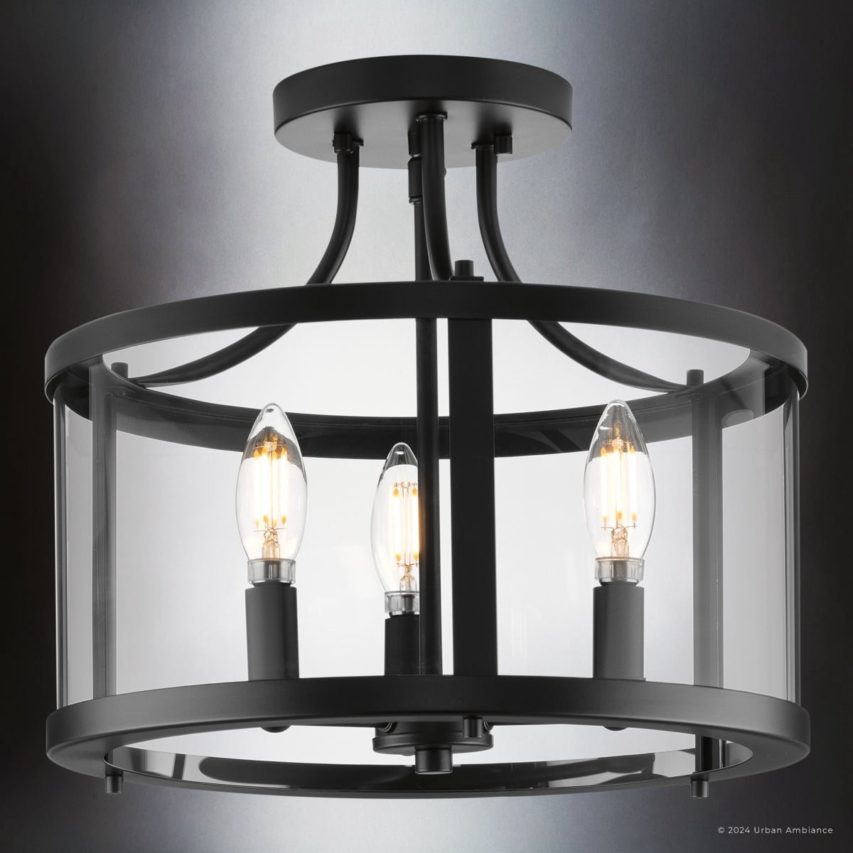 Luxury Modern Farmhouse Ceiling Light, Matte Black, UHP4593