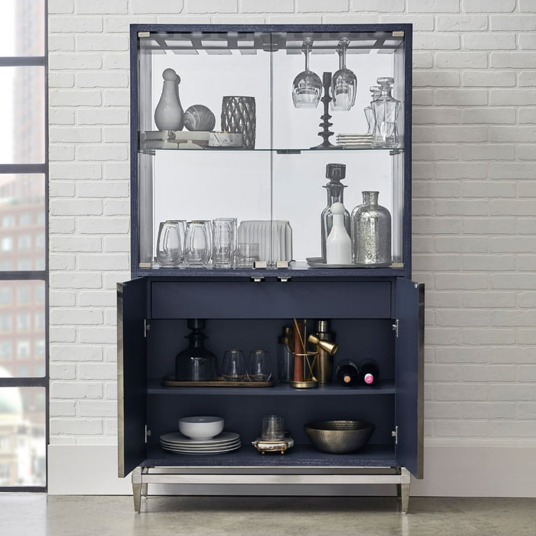Modern Mirrored Home Bar Cabinet in Watercolor Pattern Walmart