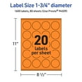 thumbnail image 6 of Avery Printable Round Labels, Bright Orange, 1.75" Diameter, 1,600ct, 6 of 11