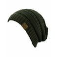 thumbnail image 2 of C.C Women's Thick Soft Knit Beanie Cap Hat High Bun Beanietail Ponytail Beanie Warm Chunky Soft Stretch Cable Knit Beanie Skully Olive, 2 of 2
