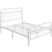 Yaheetech Metal Platform Bed Frame with Headboard and Footboard, Full Size, White