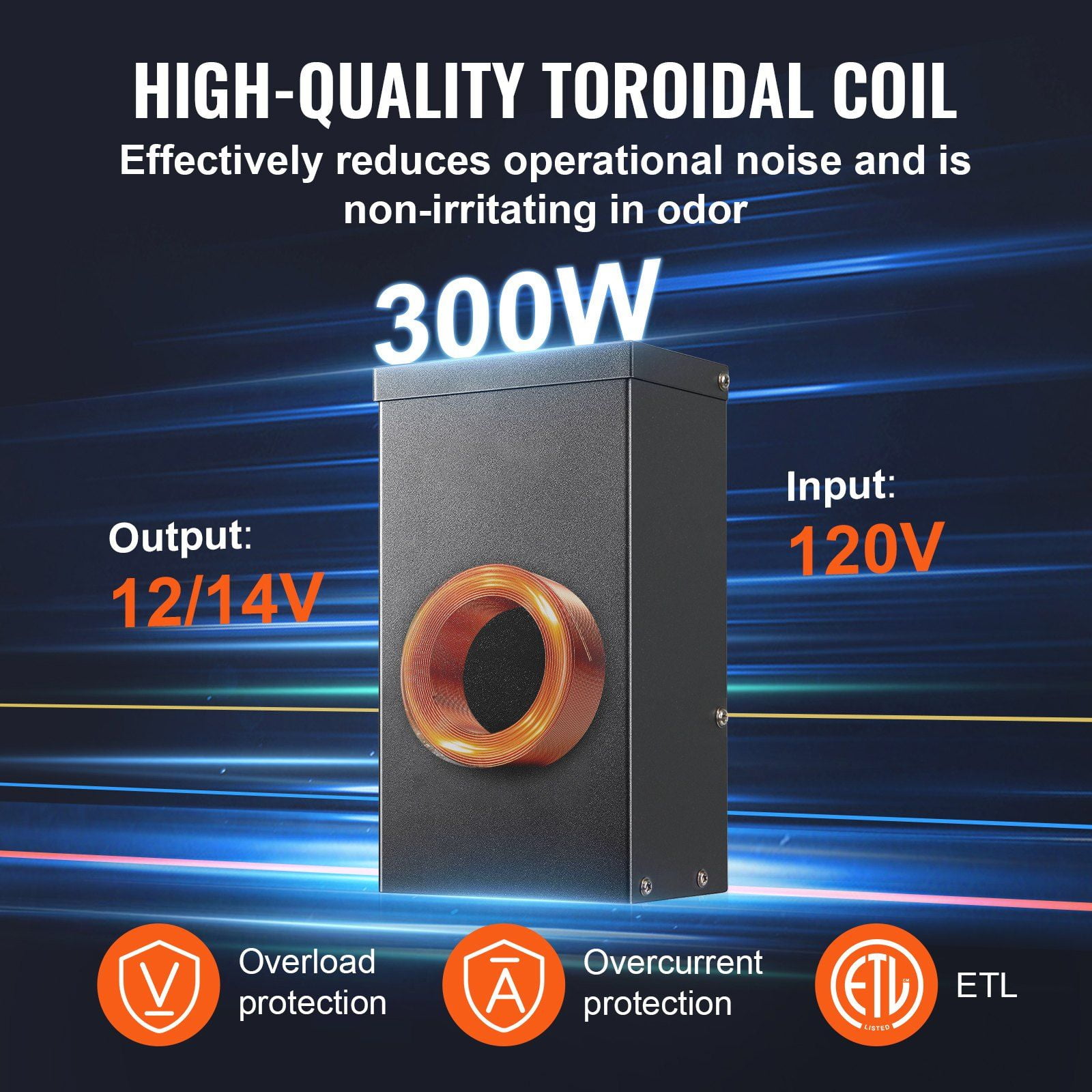 300W Low Voltage Landscape Transformer with Timer Photocell Sensor Waterproof 120V AC to 12V 14V AC for Outdoor Spotlight Pathway Pool Light ETL