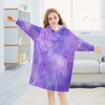 thumbnail image 5 of Wearable Blanket with Sleeves and Pocket Oversized Hooded Sweatshirt 3-14 YR Purple Background with White Line S, 5 of 7