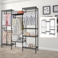 thumbnail image 5 of Historyli Metal Freestanding Clothing Organizer,Clothing Rack Heavy Duty Clothes Rack with 8 Shelves & 4 Hang Rods,Adjustable Closet Rack for Hanging Clothes,68.9" L x 15.7" W x 76.4" H,Black, 5 of 7