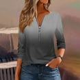 thumbnail image 2 of aidice Tops for Women Casual Notched V Neck Long Sleeve Zip Shirts Comfy Fitting Gradient Color Tops, 2 of 5