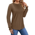 thumbnail image 2 of OALUXE Pleated Blouses for Women Long Sleeve Shirts Dressy Casual Tunic Tops with Smocked Cuffs, 2 of 7