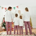 thumbnail image 2 of Family Matching Christmas Pajamas Outfits Long Sleeve Elk Printed Tops Elastic Plaid Pants, 2 of 7