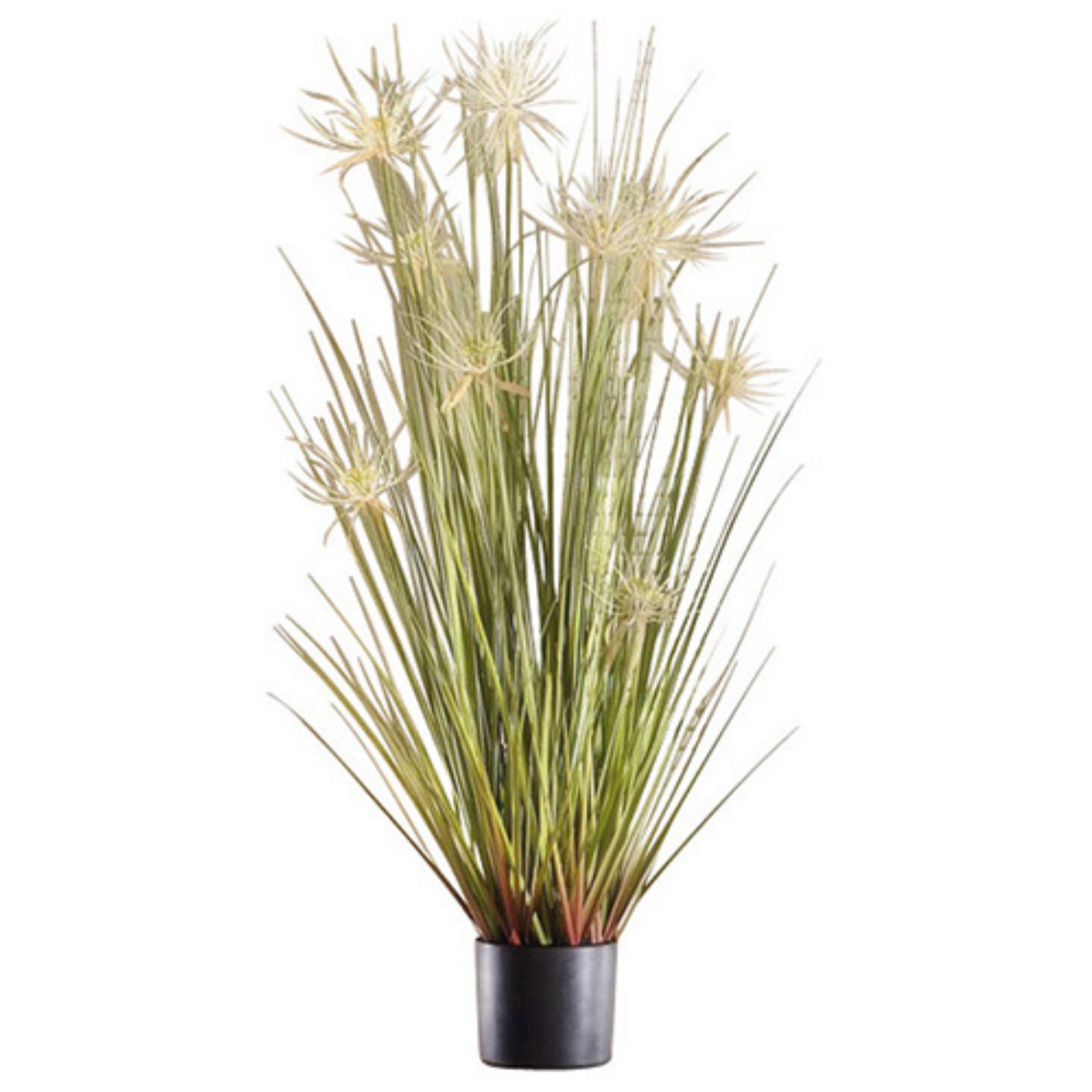 HGC Artificial White Flower Reed Grass with Black Pot