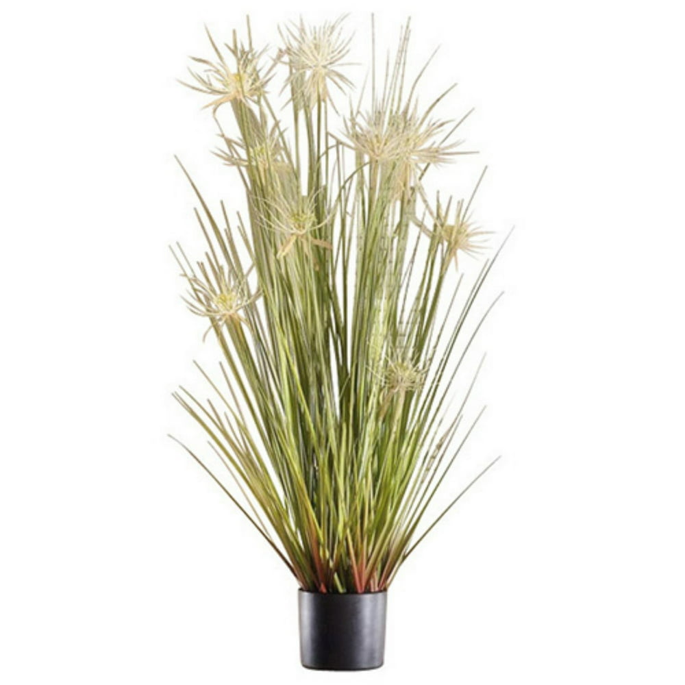 HGC Artificial White Flower Reed Grass with Black Pot