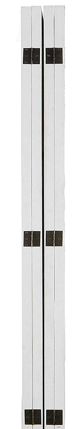 Legacy Decor 4 Panel Screen Room Divider Wicker and Wood White Color Diamond Design 71"H 70"W Freestanding