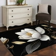 thumbnail image 3 of Gorgeous Flowers Area Rug 4x6 FT, Non Slip Kids Room Carpet, White Gold Floral Botanicals Black Washable Soft Floor Carpet Non-Shedding Throw Rug for Dorm Kitchen Study Room Home Office Bedside, 3 of 9