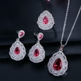 thumbnail image 2 of Water Drop Red CZ Earring Pendent Necklace Ring Fashion Brand Jewelry, 2 of 9