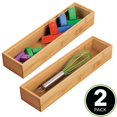 mDesign Stackable 12" Long Wooden Bamboo Drawer Organizer 2 Pack
