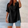 thumbnail image 2 of Lixiuxyad Summer Shirts Women's V Neck Button Down Shirt Casual Summer Tops With Side Slit, 2 of 4