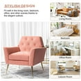 thumbnail image 3 of Upholstered Velvet Armchair Lounge Accent Chair Button Tufted Foam Metal Legs Living Room Bedroom Pink, 3 of 7