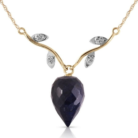 ALARRI 12.92 Carat 14K Solid Gold La Bella Vita Sapphire Diamond Necklace with 20 Inch Chain Length.