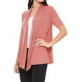 thumbnail image 2 of Women's Casual Short Sleeve Draped Open Front Solid Cardigan, 2 of 5