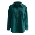 thumbnail image 6 of Green Womens Tops Womens Corduroy Button Down Shirt Oversized Blouses Tops Long Sleeve Casual Warm Jacket with Pockets Going Out Tops for Women, 6 of 6