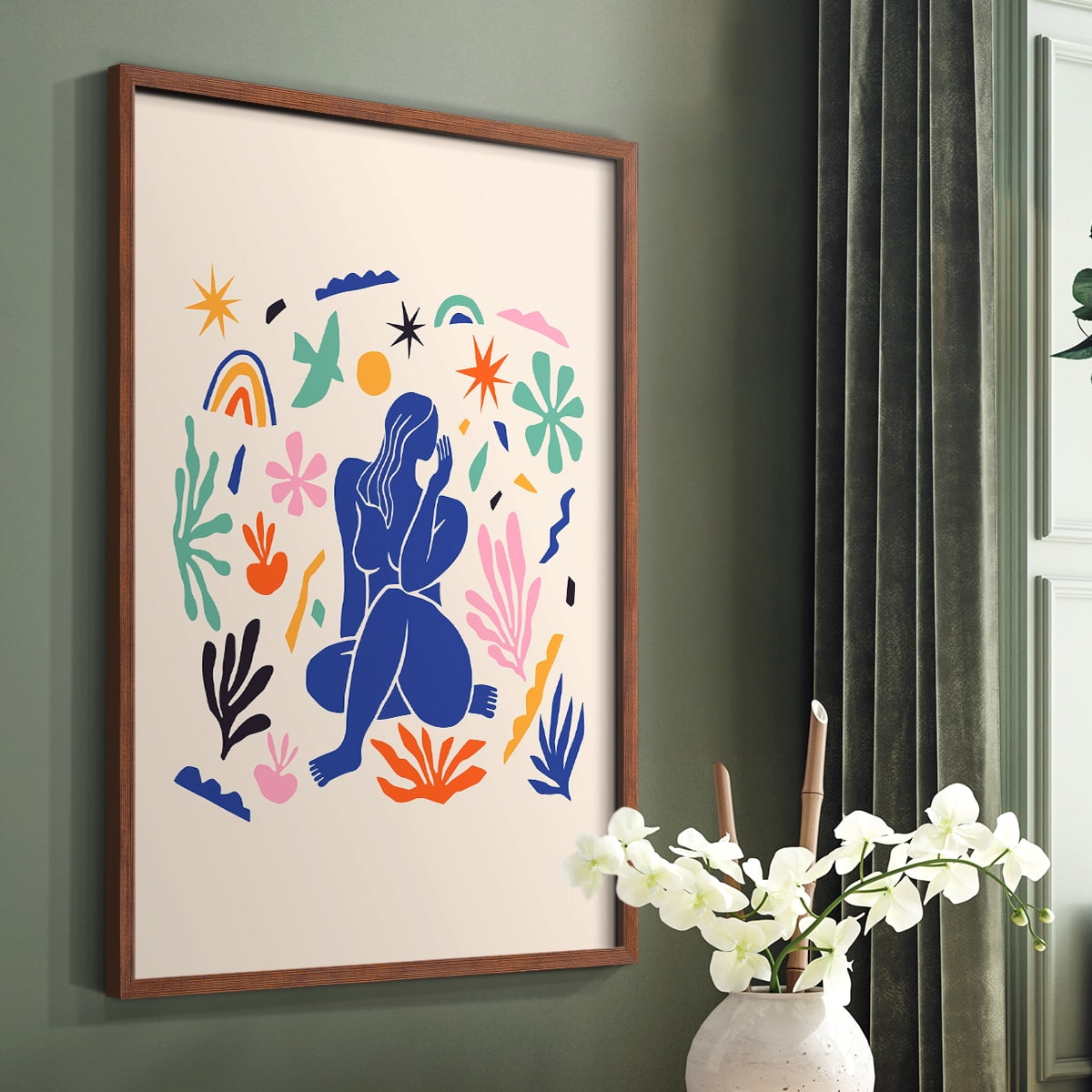 Matisse CDXLIV in Brown Solid Wood Framed Print No Nail Hanging