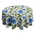 thumbnail image 4 of Blue Pioneer Flower Round Tablecloth 60" X 60",Wrinkle Wipeable Table Cloth for Kitchen Dining Room Picnic Patio Party, 4 of 6