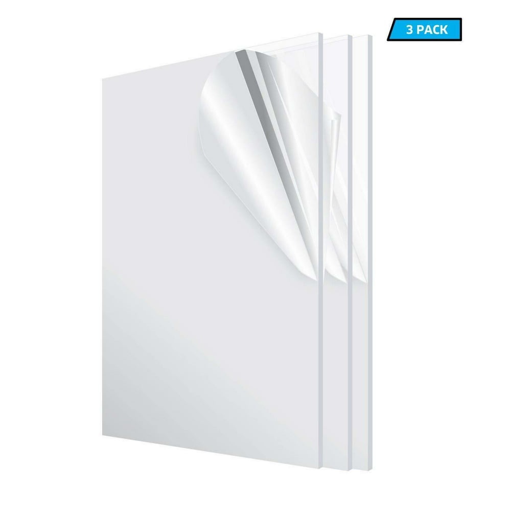 AdirOffice 12" x 24" Clear Plexiglass Acrylic Sheet, DIY, Plastic Sheet, 3Pack