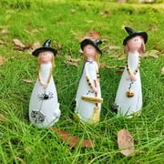 Witch Statues Halloween Decorations, Cute Party and Home Decor and Fall Decor, Classic Witches Hats, Cat, Ghost, Crow, and Pumpkins Halloween Room Decor, Ceramic Figurines