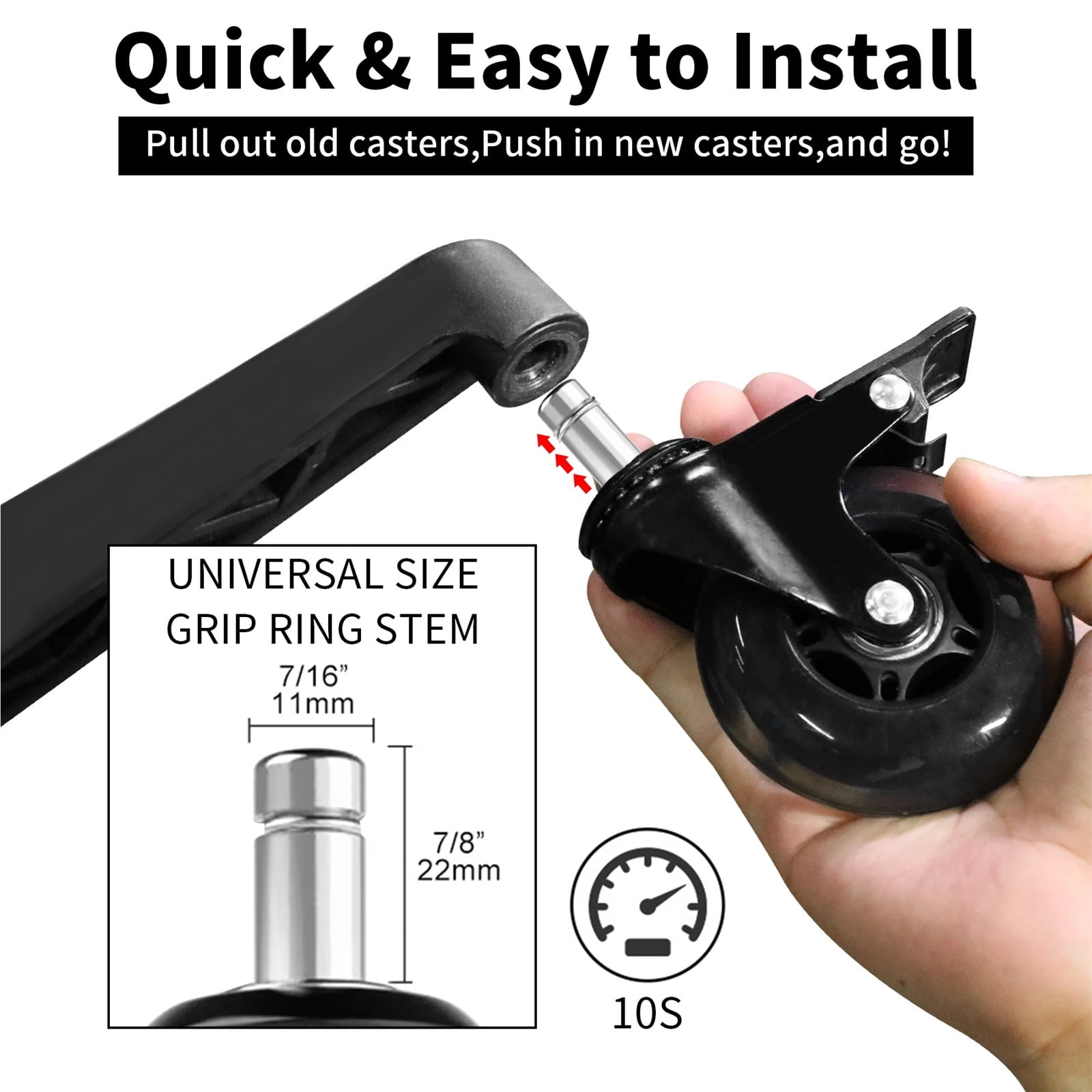 Furniture Replacement 75mm Office Chair Swivel Caster 360 Degree Chairs Part Wheels ,Reliable
