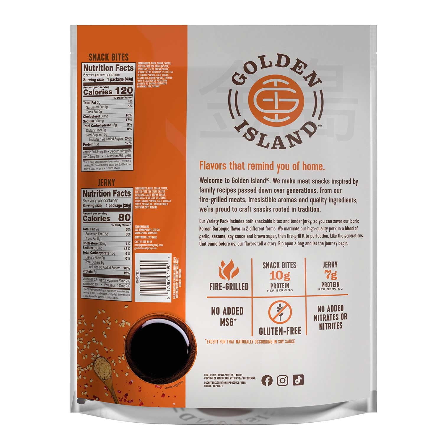 Golden Island Korean Barbecue Pork Jerky and Snack Bites, 1.5 Ounce (Pack of 12)
