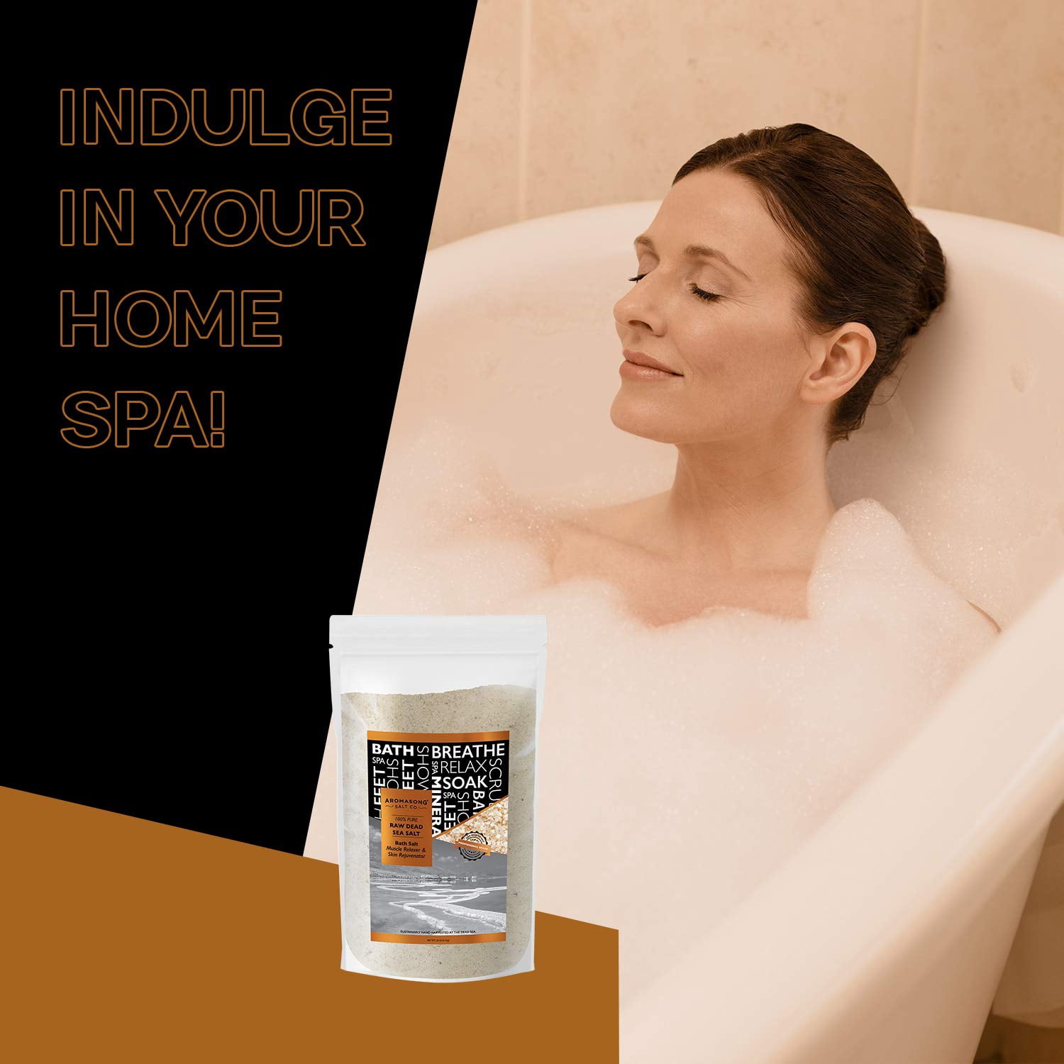 Aromasong Raw Dead Sea Bath Soak, Mineral Rich, Resealable Bags, 10 lb  (2 x 5 lb. Bags) Bulk Resealable Pack