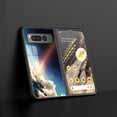 thumbnail image 2 of Compatible with Google Pixel Fold Case,Cute Starry Sky Patterned  Fashionable Tempered Glass Back with Soft Silicone Bumper Lightweight Protective Phone Case,Sparkling, 2 of 7