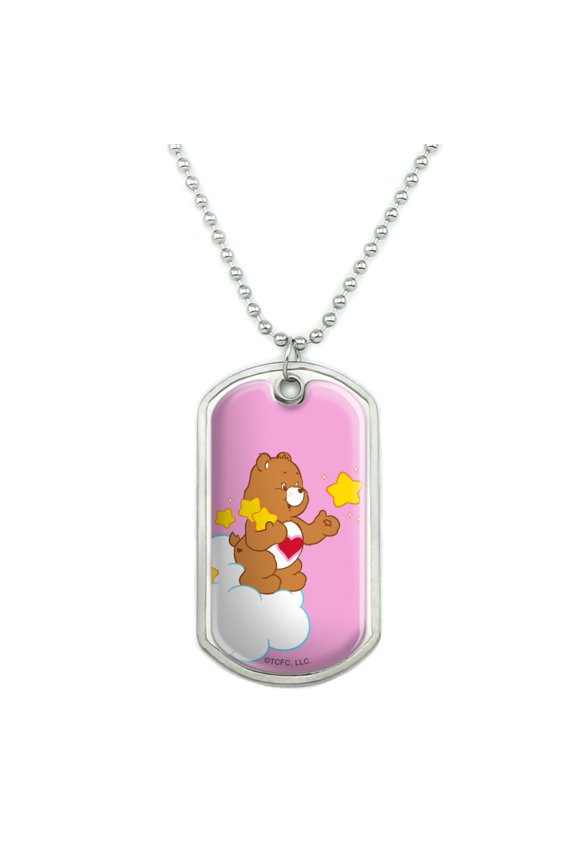 Care Bears Tenderheart Bear Military Dog Tag Pendant Necklace with Chain
