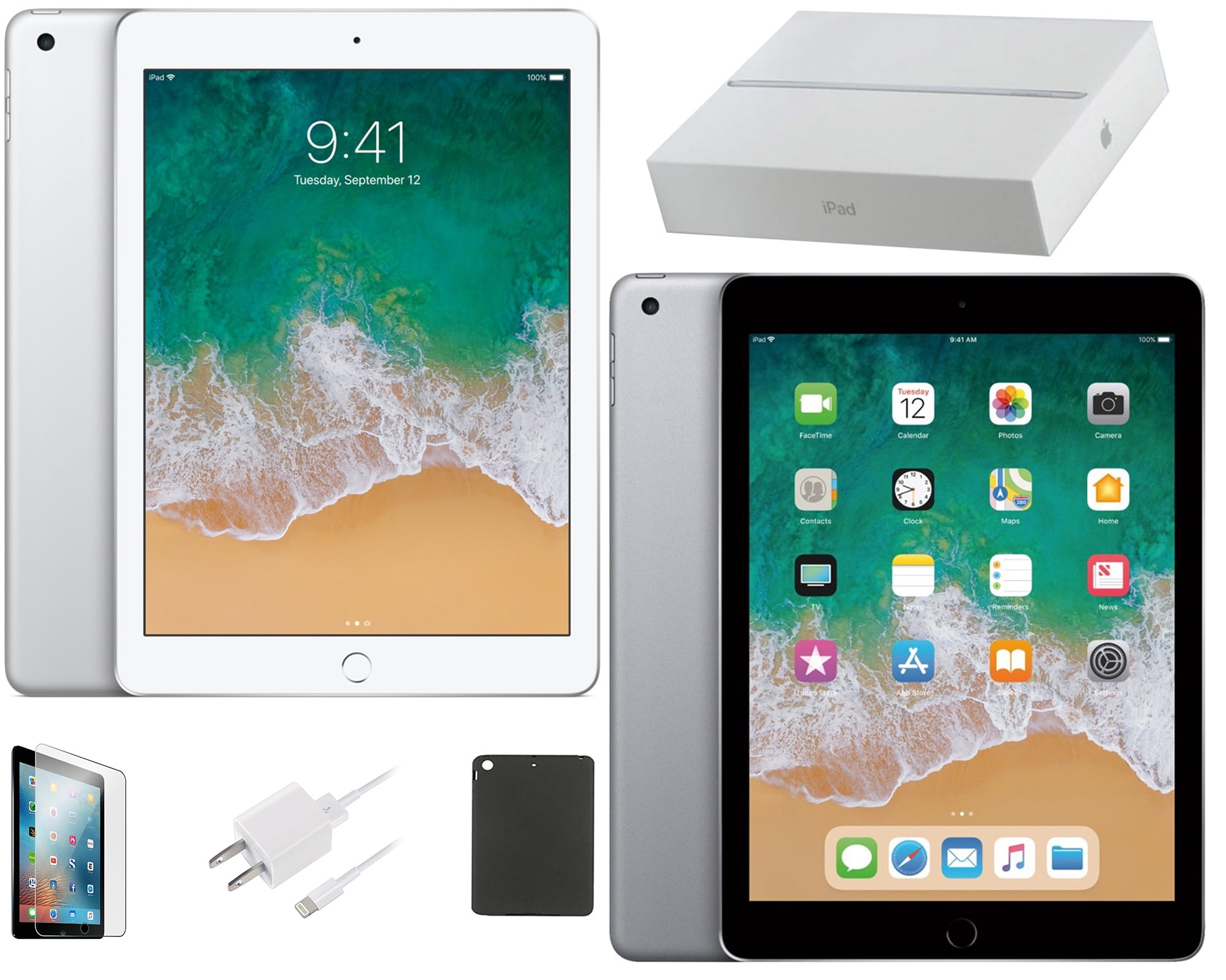 Refurbished Apple iPad 5th Gen. 9.7-inch, 32GB, 128GB, Space Gray, Silver,  Exclusive Bundle, and Get Free 2-Day Shipping [3RD LATEST VERSION]