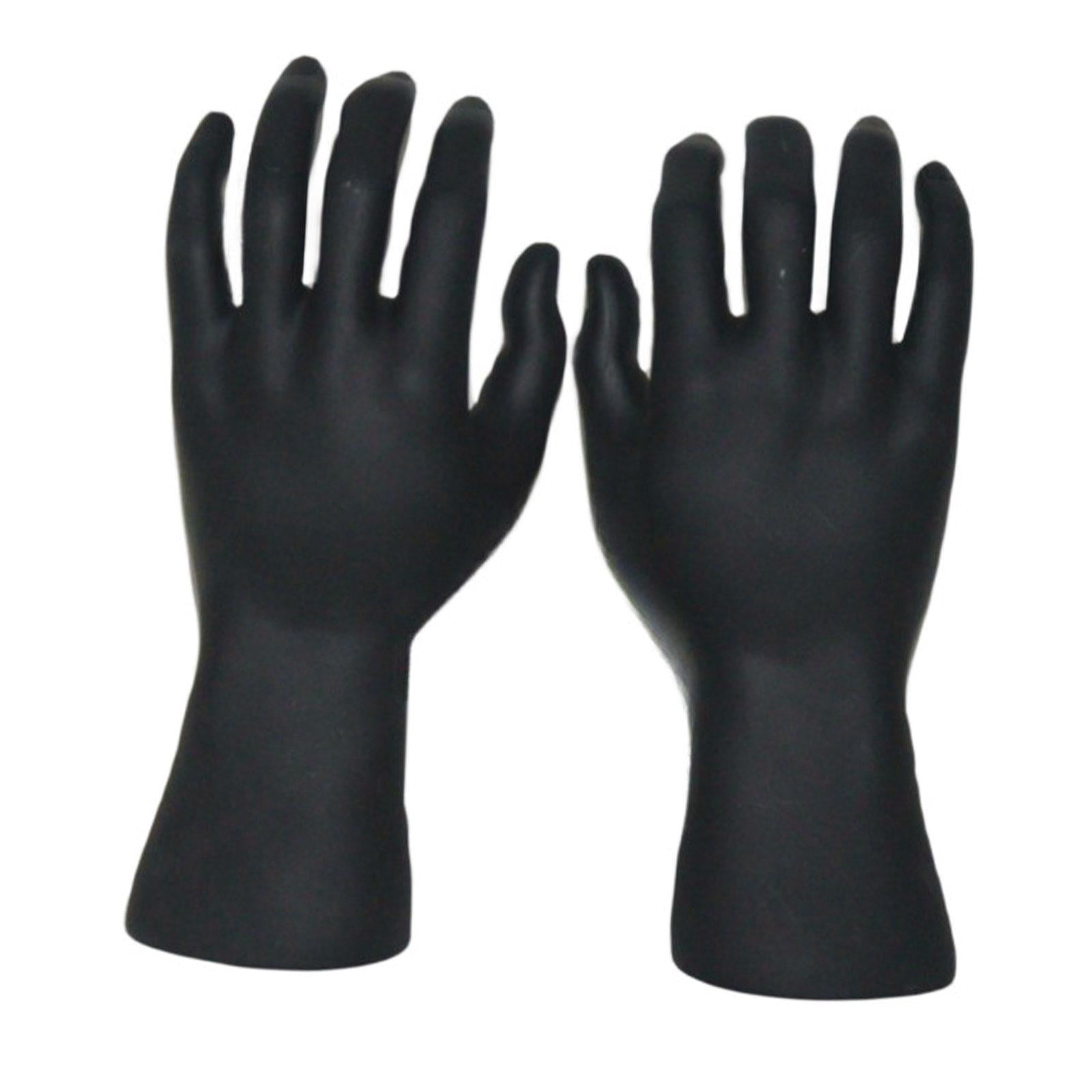 Dualoai Male Hand Models Decorative Easy to Clean Maintain PVC Human Hand Mannequins Black