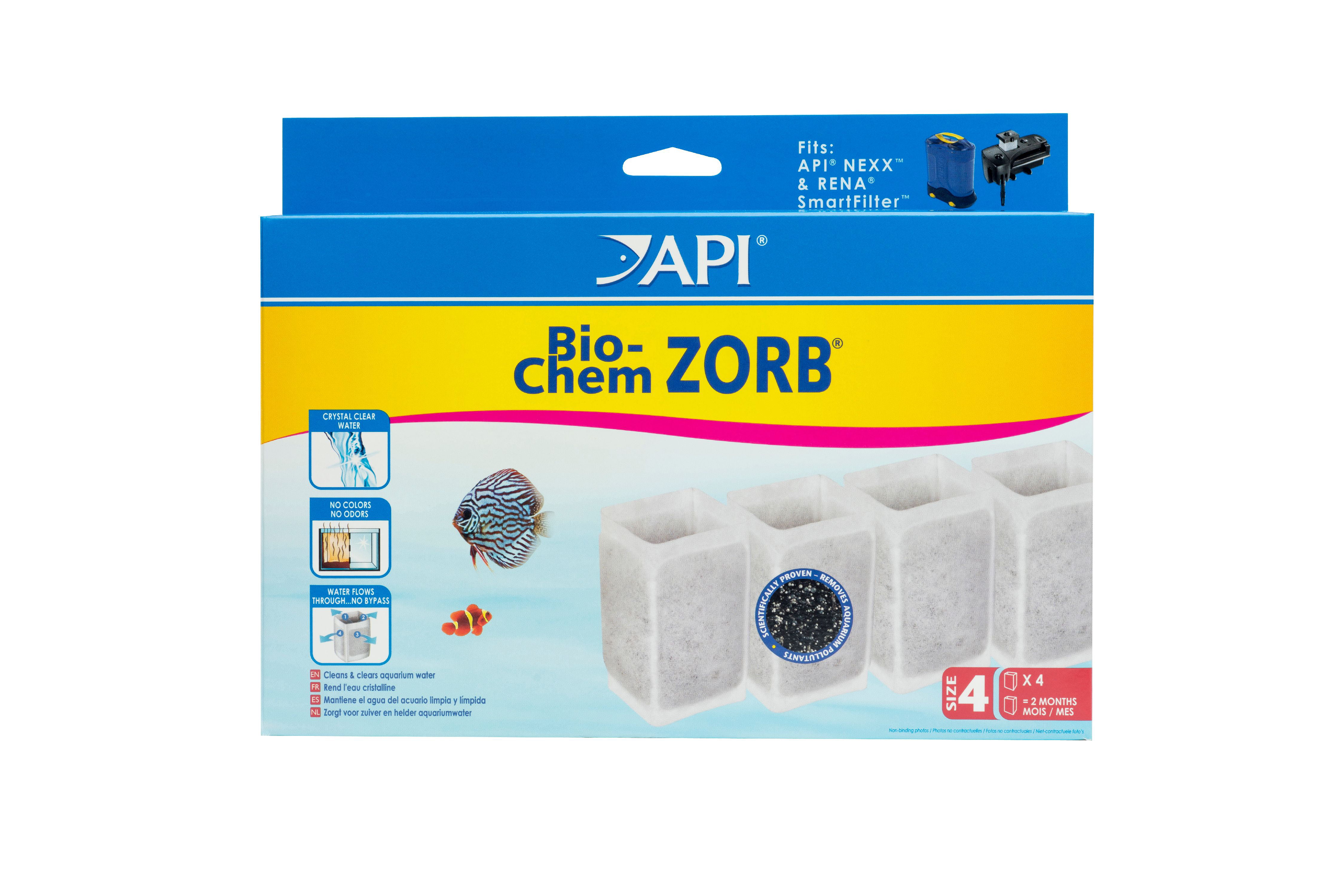 API CRYSTAL BIO-CHEM ZORB SIZE 4 Aquarium Filtration Media Cartridges NEXX filters 4-Count Box