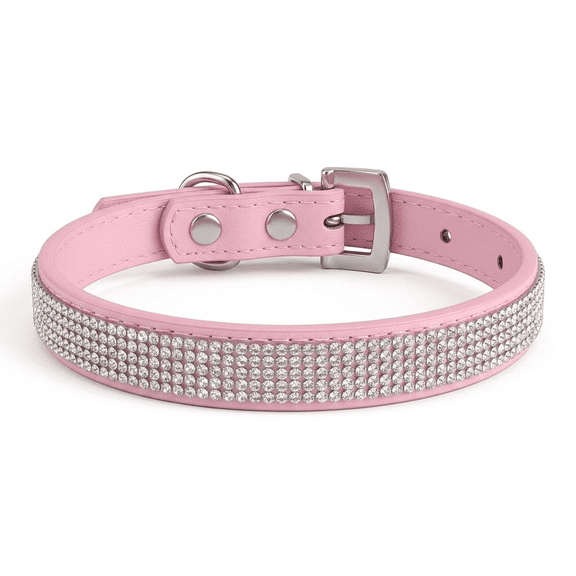 AJZIOJIRO Bling Rhinestone Dog Collar, Crystal Diamond Puppy Collar for Small Medium Dogs, Glitter Fancy Pet Jewel XXS-XXL
