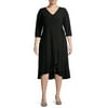 Terra & Sky Women's Plus Size Wrap Dress with Ruffle Detail