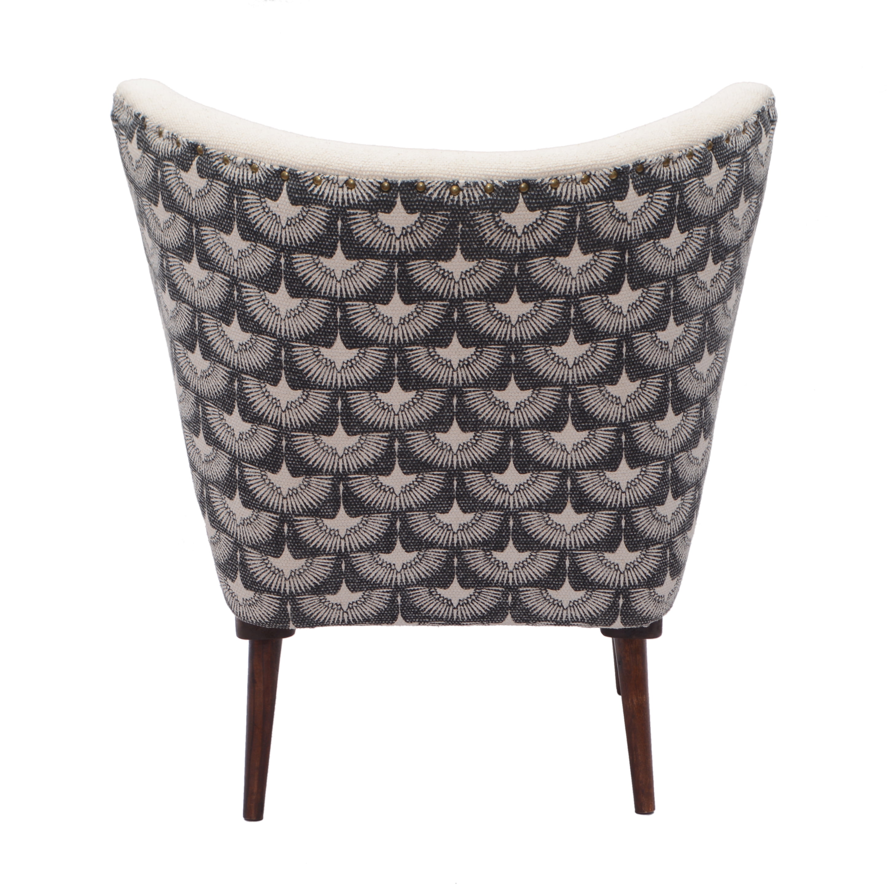 Ox Bay Tufted Cotton Armchair with Bird Print, Cream/Black