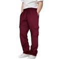 thumbnail image 3 of SonxaHe Big Boys Pants Drawstring Stretch Waist Cargo Trousers with Pockets Children Sports Active Pants Red,Sized 13-14, 3 of 7