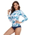 thumbnail image 4 of Women Two Piece Tankini Set Swimsuit Swimwear Long Sleeve Tops With Swim Bottoms Loose Fit Beachwear Swimming Costumes Bathing Suit, 4 of 7