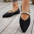 thumbnail image 7 of DIVVce Pointed Toe Flats For Women Stretch Knit Pearl Beaded Single Thin Strap Slip On Flat Shoe Footwear, 7 of 7