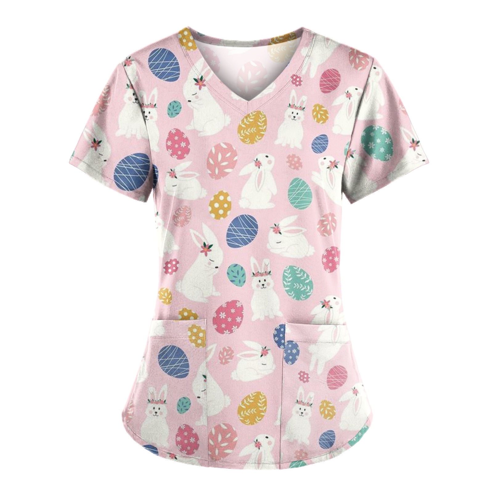 Samickarr Easter Scrub Shirts For Women Plus Size Nursing Uniform ...