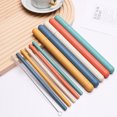 thumbnail image 2 of 1 Set Drinking Straw Threaded Design 2 Sections Straight Tube Heat Resistant Foldable Food Grade Water Straw Home Supply, 2 of 7