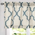 thumbnail image 7 of Curtainking Kitchen Valance Curtain Farmhouse Moroccan Tile Print Flax Linen Blend Small Window Curtains 16 inch 1 Panel Rod Pocket Blue on Beige, 7 of 7