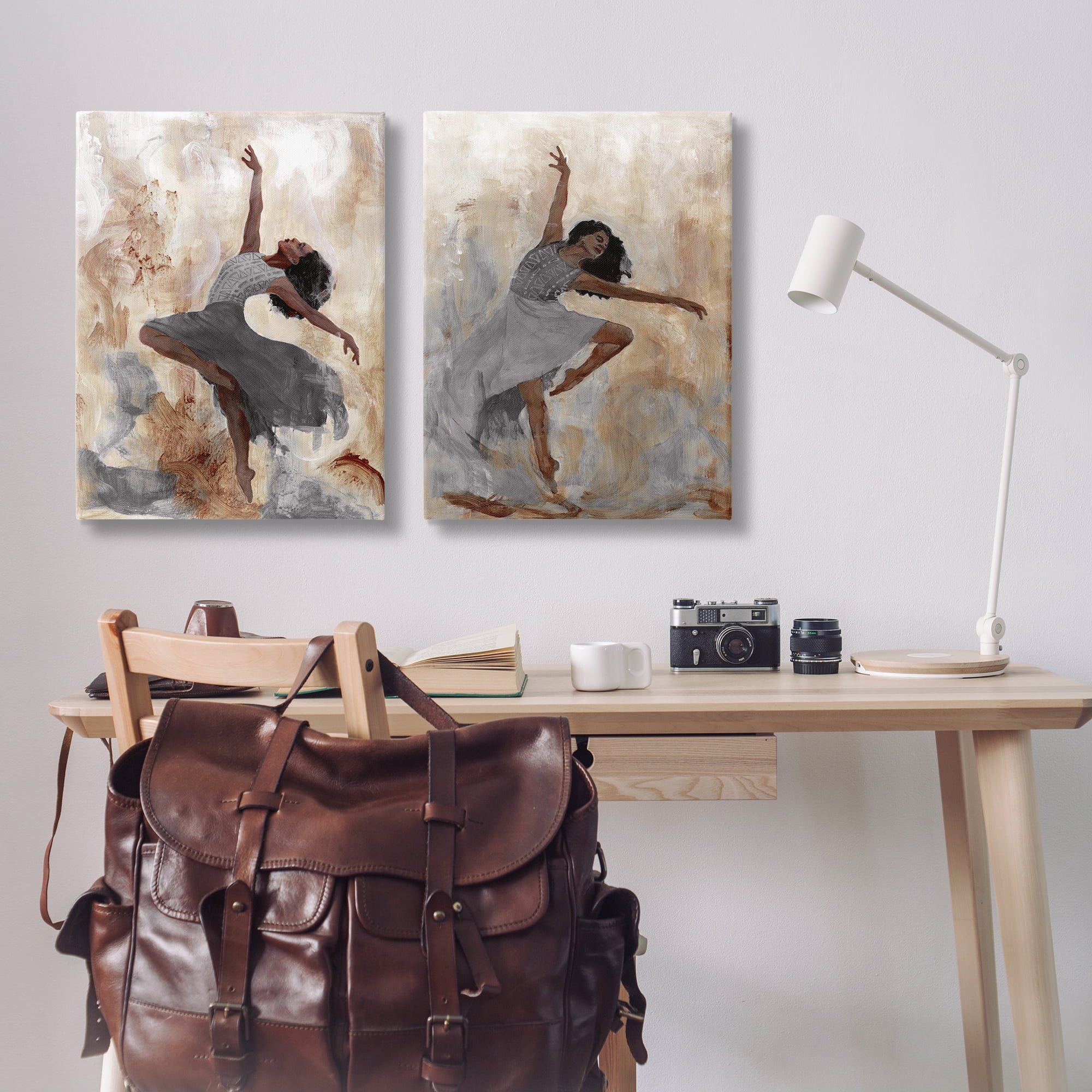 Stupell Industries Abstract Interpretive Dance Figure People Painting Wrapped Canvas Art Print Wall Art, 24 x 36, Set of 2