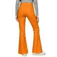 thumbnail image 7 of Sonxahe Little Girl's Solid Flared Denim Jeans Mid Rise Stretch Casual Trousers Bottoms,Orange, 7 of 7