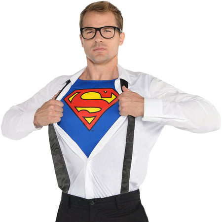 Superman Clark Kent Costume Accessory Kit for Adults, Standard Size, With Shirt