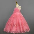 thumbnail image 2 of Robe de Bal de Fin d'Année pour Filles à Imprimé Floral, Élégante en Tulle avec Nœud et Ceinture, Robe Maxi de Princesse, 2 of 4