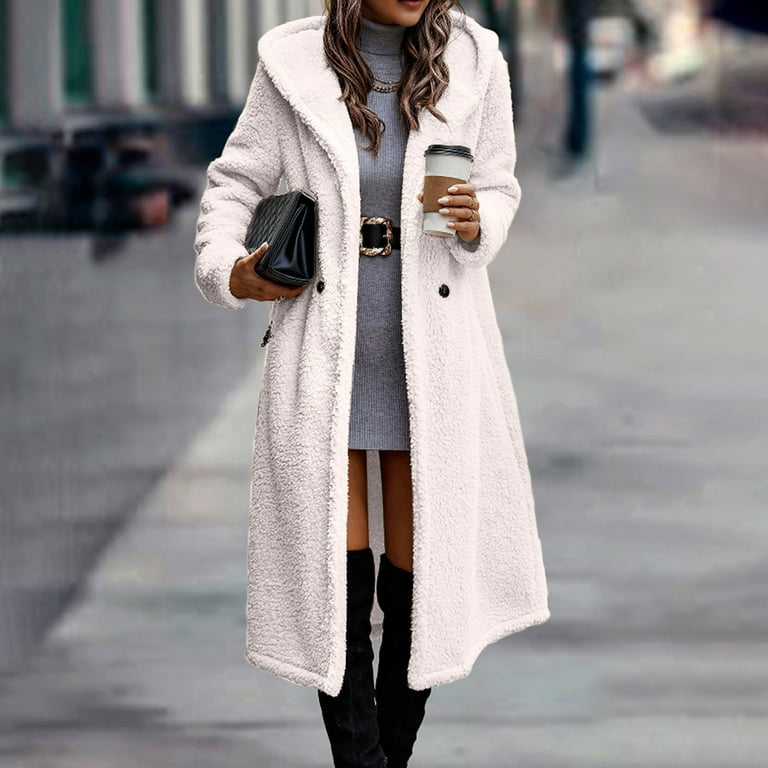 Tagold Fall and Winter Fashion Long Trench Coat, Fall Clothes for Women  2022, Women Outfits Top Lapel Long Sleeve Solid Outerwear Jackets Tops  Coats