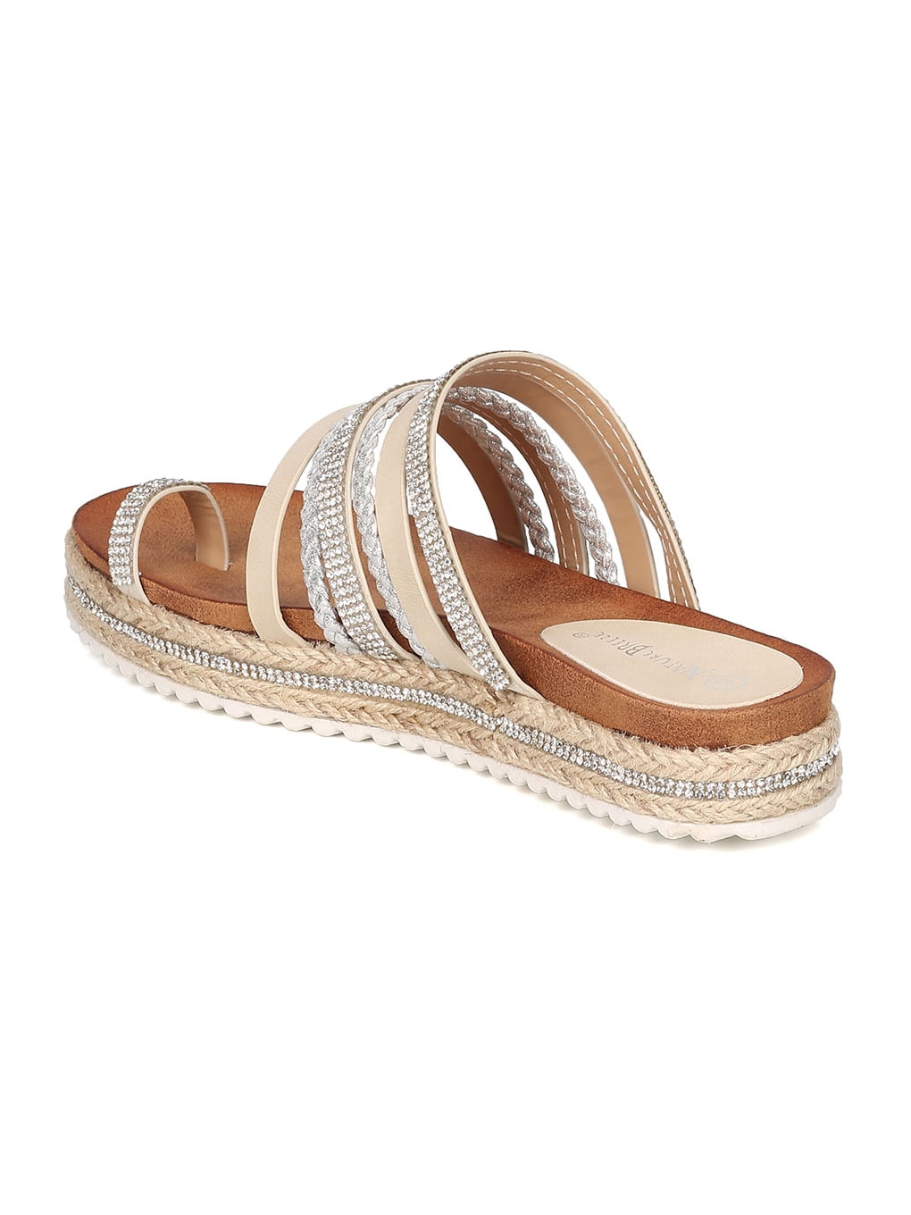 New Women Nature Breeze Barclay01 Mixed Media Toe Ring Espadrille Footbed Sandal 